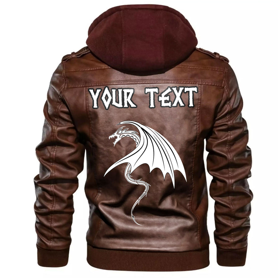 (Custom) Tspinners - Black Crow Sitting On Helmet With Two Crossed Axes Leather Jacket A35 - Image 5