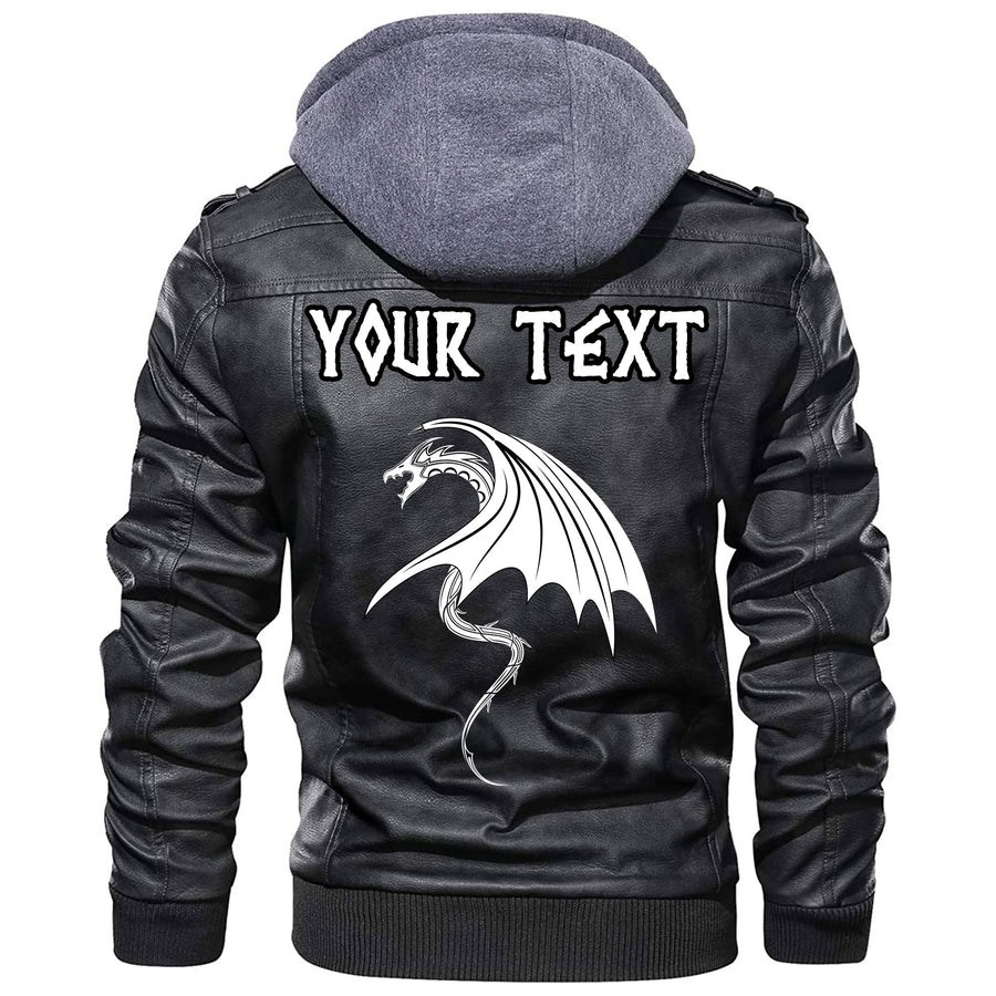 (Custom) Tspinners - Black Crow Sitting On Helmet With Two Crossed Axes Leather Jacket A35