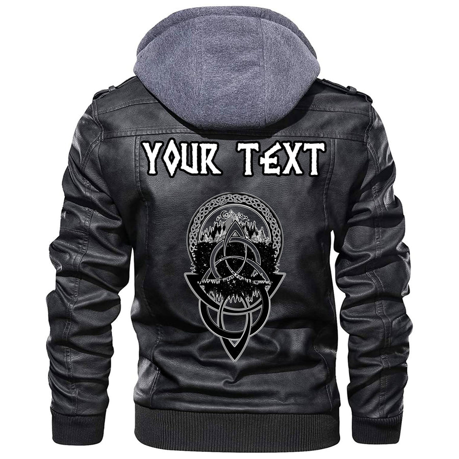 (Custom) Tspinners - Celtic Knot Tattoo Art And Helm Of Awe Leather Jacket A35