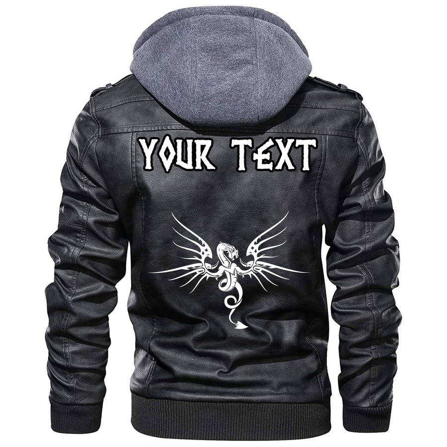 (Custom) Tspinners - Dragon Shield With Crossing Swords Leather Jacket A35