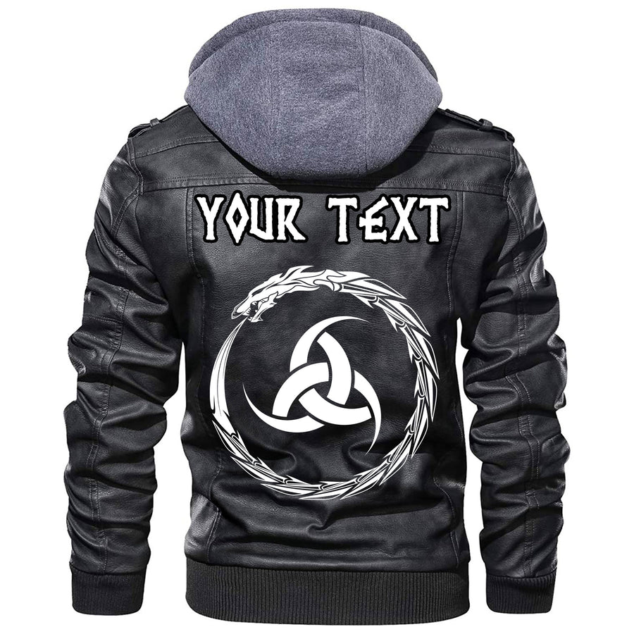 (Custom) Tspinners - Dragon Symbol Tattoo Leather Jacket A35