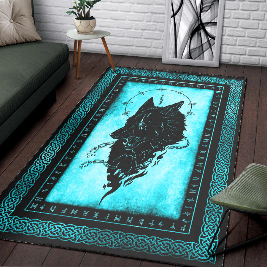 Tspinners Area Rug - Fenrir Break the Chain Cyan Area Rug A35