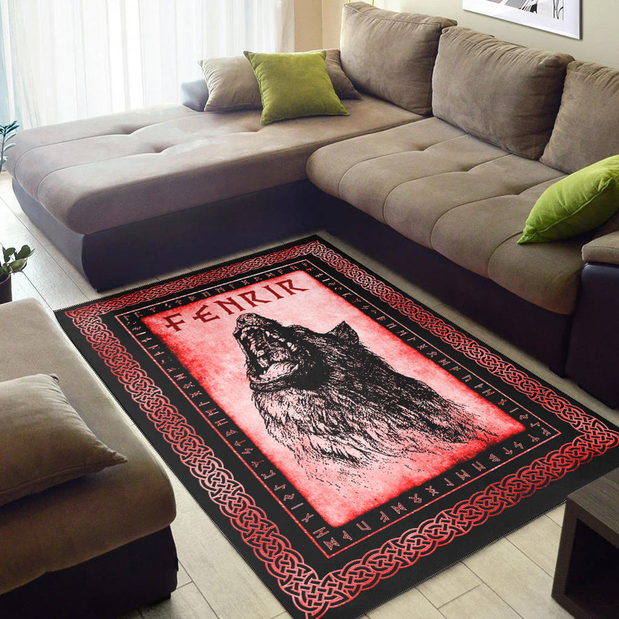 Tspinners Area Rug - Fenrir Howling Red Area Rug A35