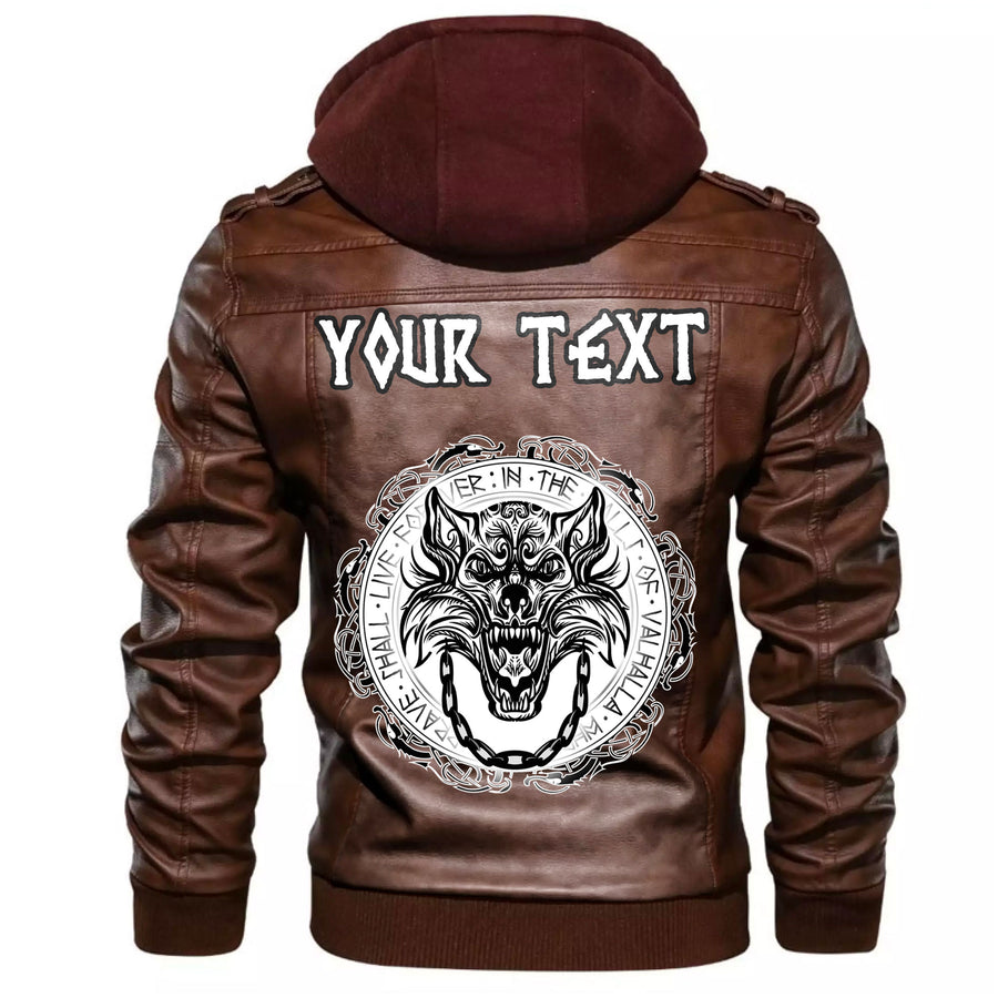(Custom) Tspinners - Fenrir Wolf And Moon Leather Jacket A35 - Image 5