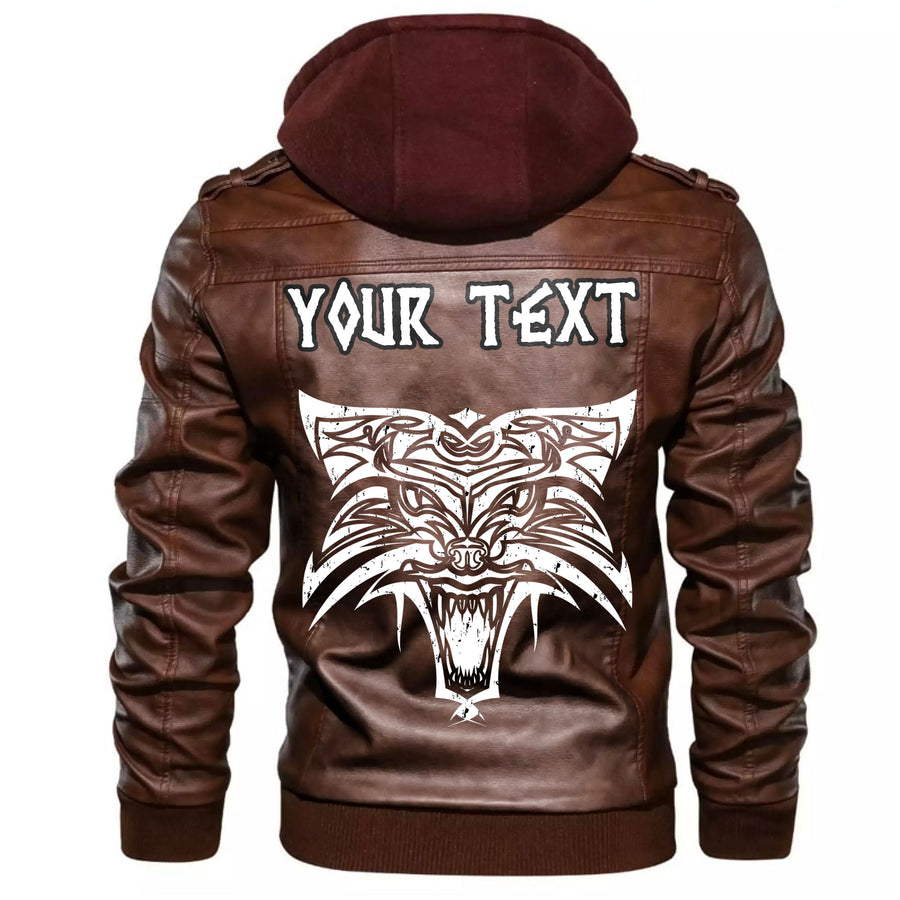 (Custom) Tspinners - Fenrir Wolf Tattoo Style Leather Jacket A35 - Image 5