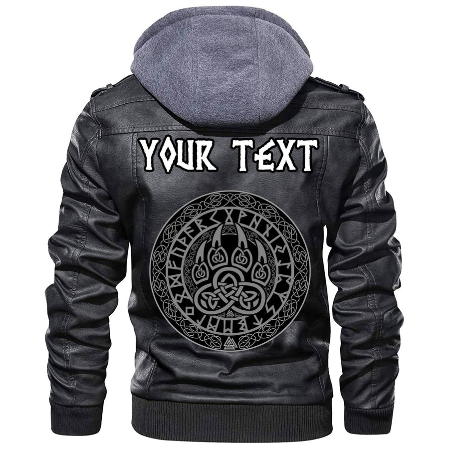 (Custom) Tspinners - Fenrir Wolf and Old Runes Leather Jacket A35