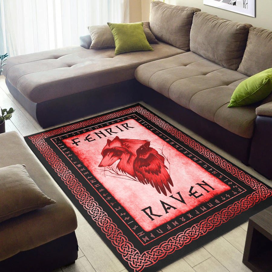 Tspinners Area Rug - Fenrir and Raven Red Area Rug A35