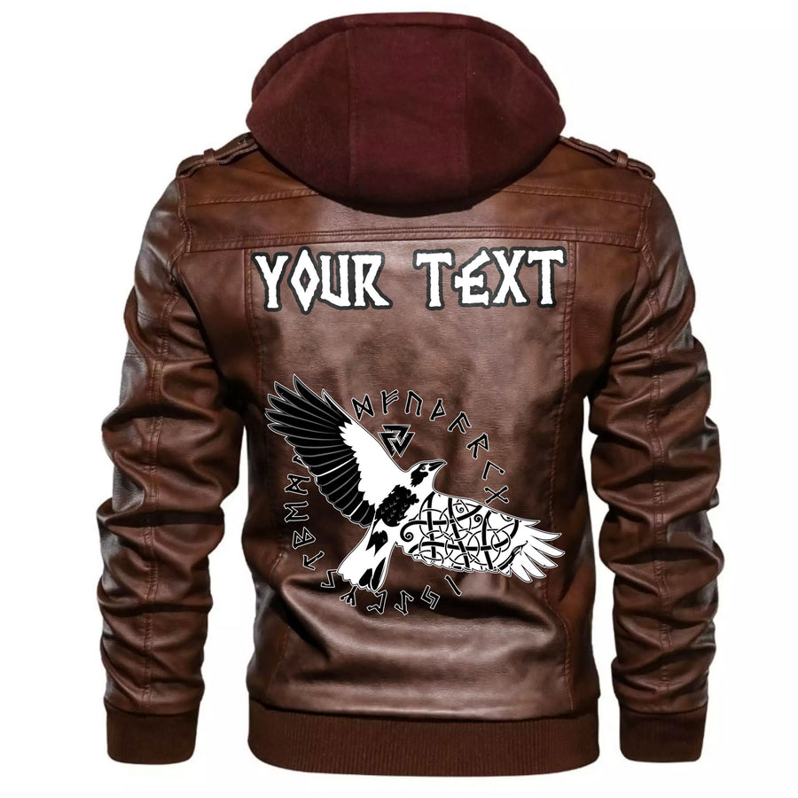 (Custom) Tspinners - Fighting Axes Raven Skull Fantasy Warrior Inscription Hero Leather Jacket A35 - Image 5