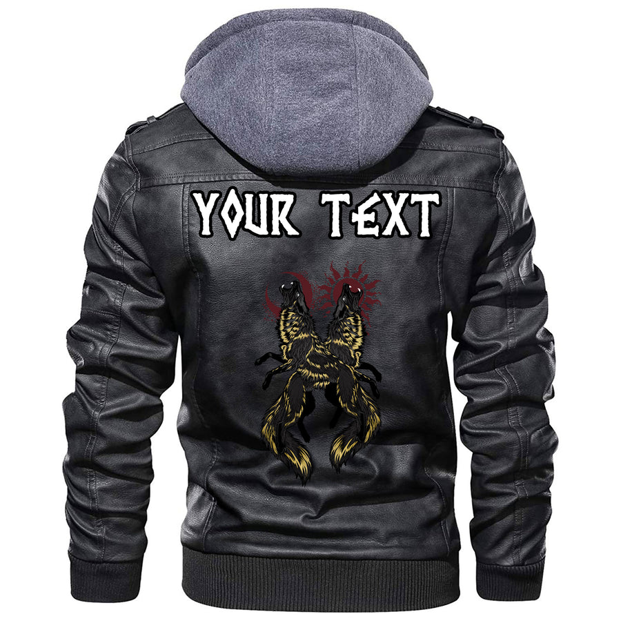 (Custom) Tspinners - Hati and Skoll, Runes Leather Jacket A35