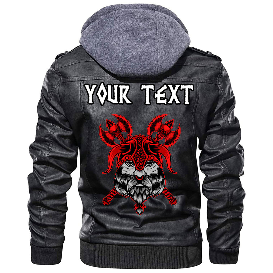 (Custom) Tspinners - Head Of Fierce Wolf Against The Background Of Swords Leather Jacket A35