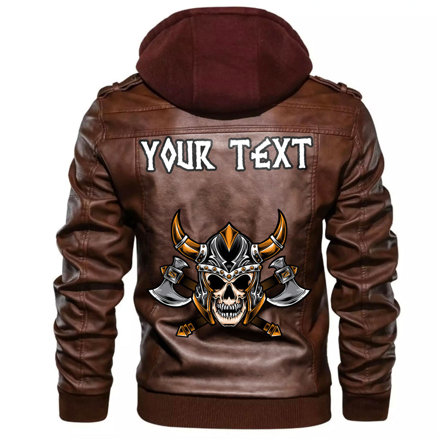 (Custom) Tspinners - Head Skull Axe Leather Jacket A35 - Image 5
