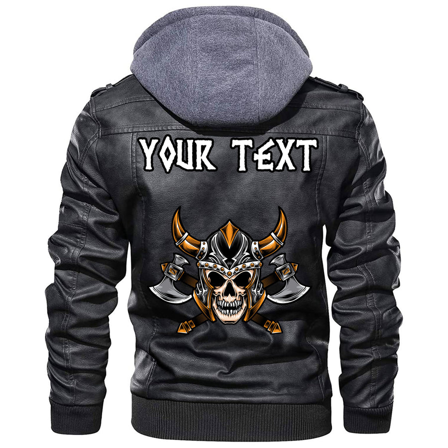 (Custom) Tspinners - Head Skull Axe Leather Jacket A35