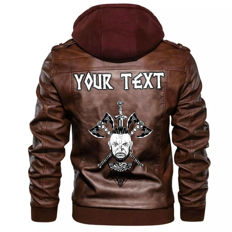 (Custom) Tspinners - Head Skull Axe Leather Jacket A35 - Image 5