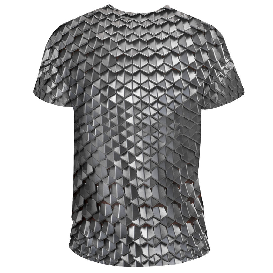 Tspinners - Iron Chain Armor on White Background T-Shirt A35