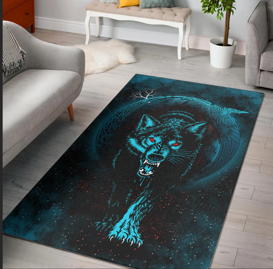 Tspinners Area Rug - Moon Wolf Tattoo Area Rug A31
