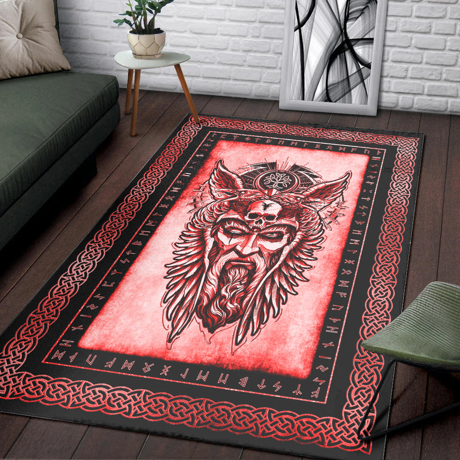 Tspinners Area Rug - Odin Guninn and Muninn Red Area Rug A35