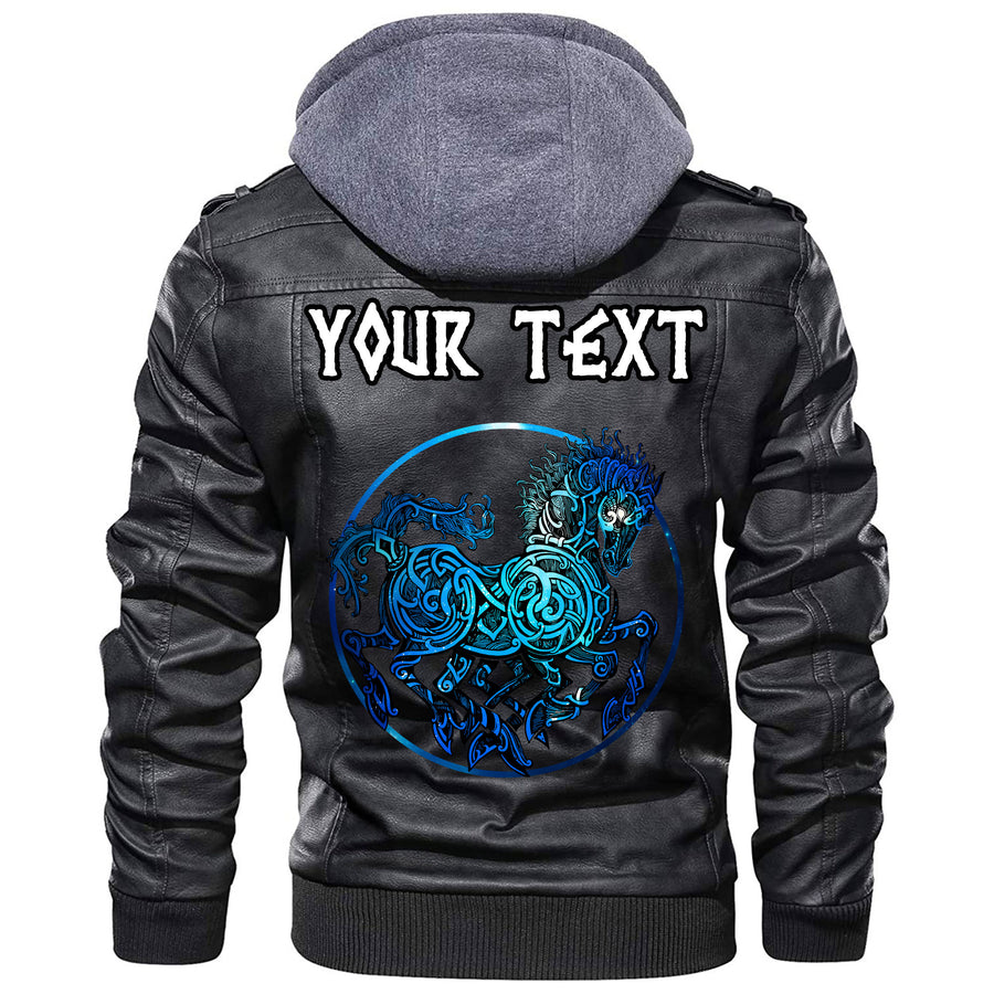 (Custom) Tspinners - Odin Skull With Weapon Leather Jacket A35