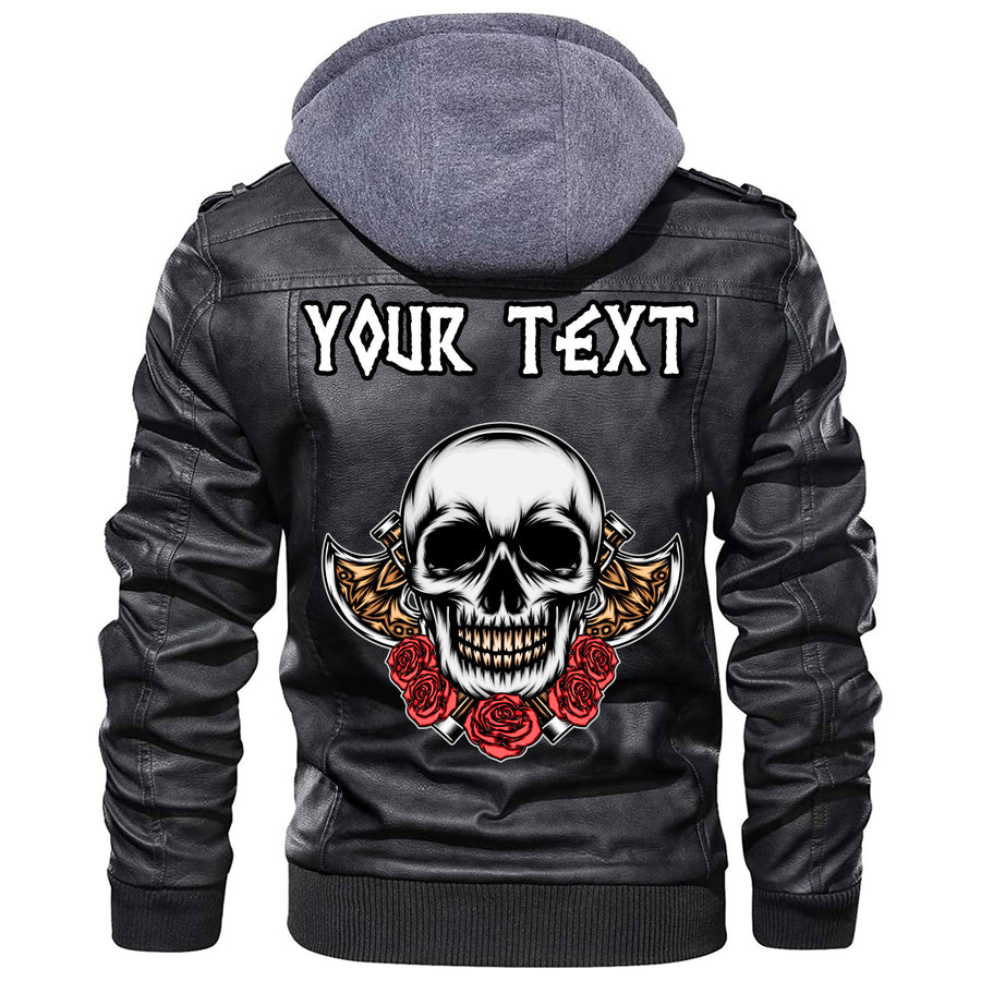 (Custom) Tspinners - Old Scandinavian Runic Grunge Letters Leather Jacket A35
