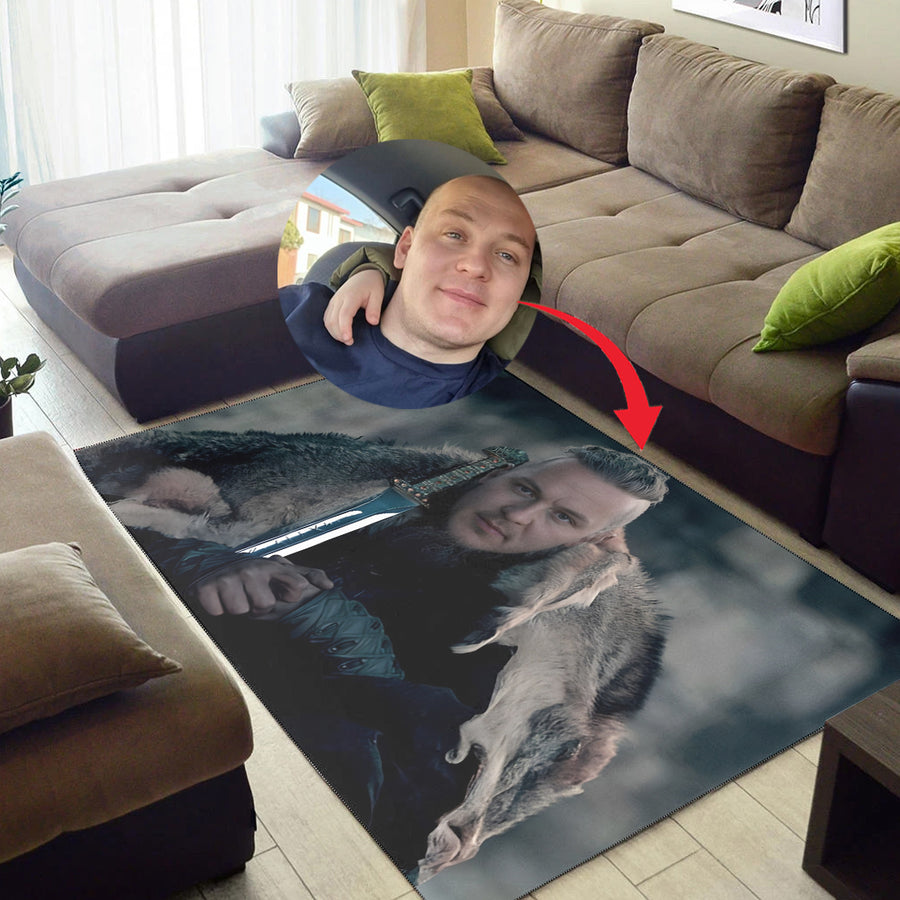 Tspinners Area Rug Personailzed - Personal Portrait In The Picture Ragnar Lothbrok Tspinners Area Rug A35