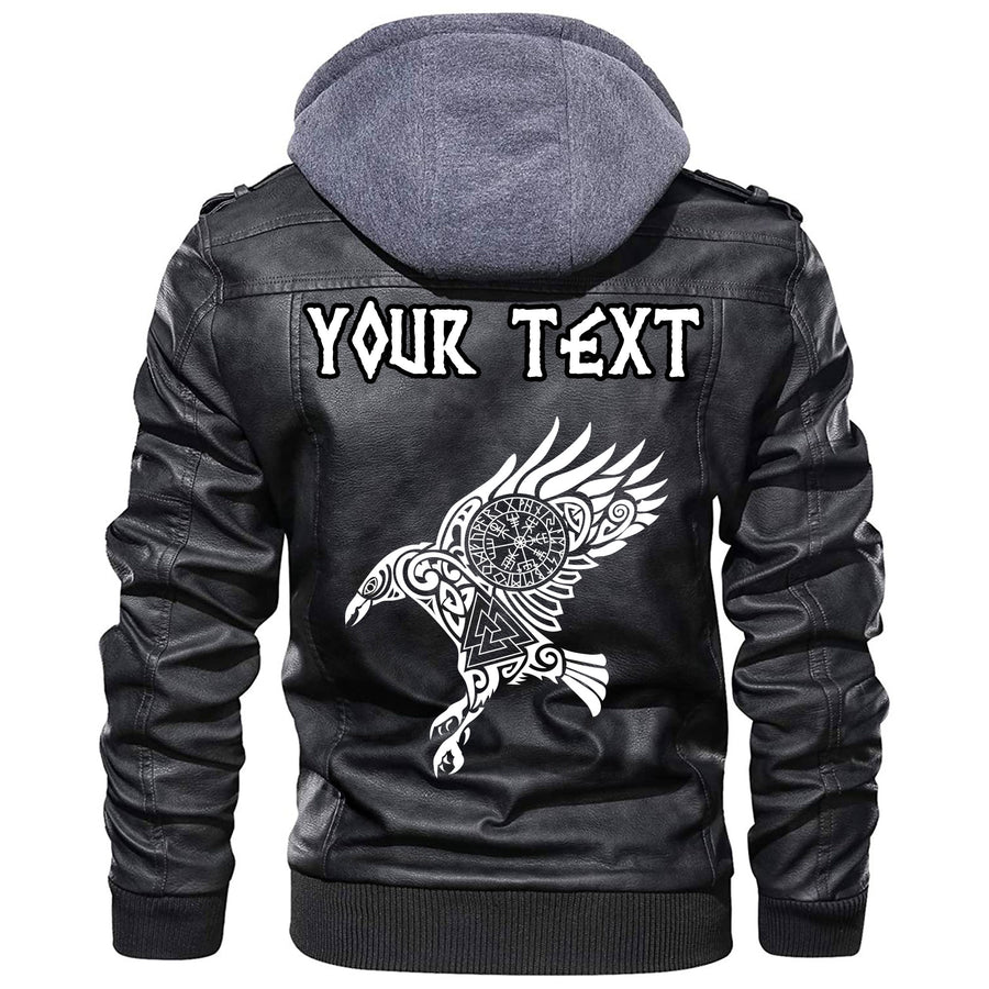 (Custom) Tspinners - Raven Skull And Valknut Symbol Leather Jacket A35