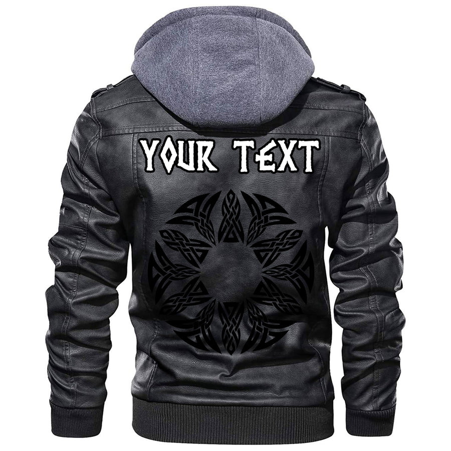 (Custom) Tspinners - Scandinavian Black Raven In Flight With Outstretched Wings And Old Norse Leather Jacket A35