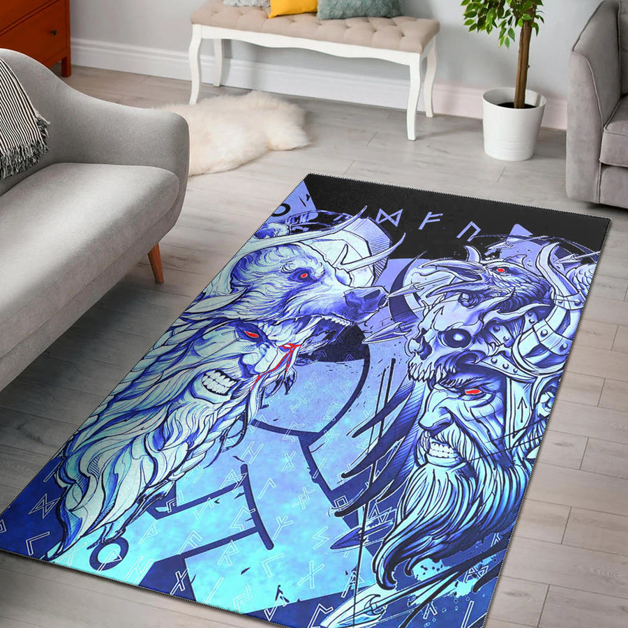 Tspinners Area Rug - Norse Warrior Berserker Blue Area Rug A94