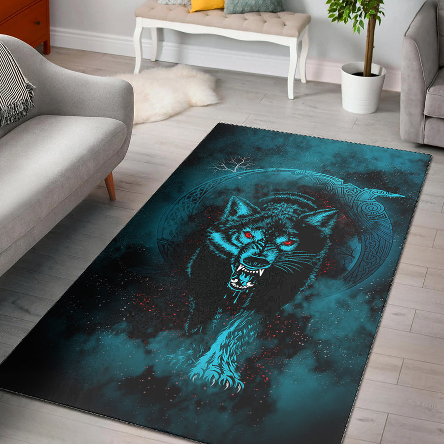 Tspinners Area Rug - Moon Wolf Tattoo Area Rug A31