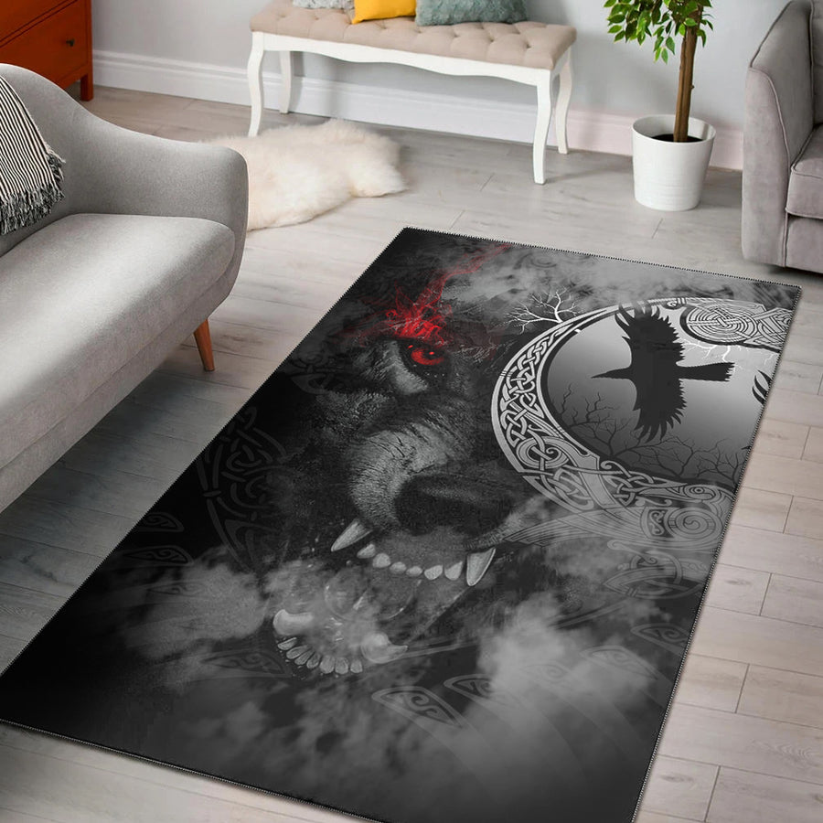Tspinners Area Rug - Angry Moon Wolf Area Rug A31