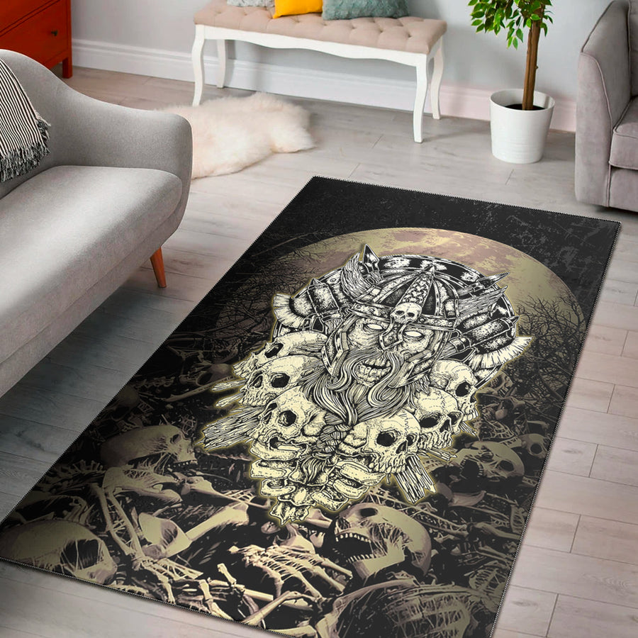Tspinners Area Rug - Viking Warrior Old and Skull Area Rug A35