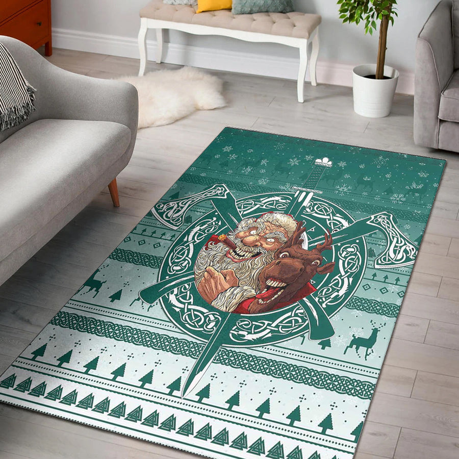 Tspinners Area Rug -Viking Santa and Reindeer Christmas Pattern Area Rug A94