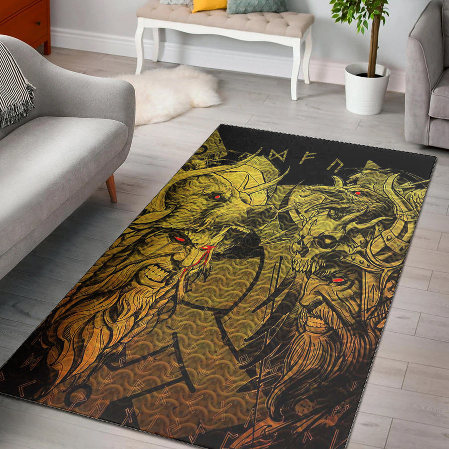 Tspinners Area Rug - Norse Warrior Berserker Gold Area Rug A94