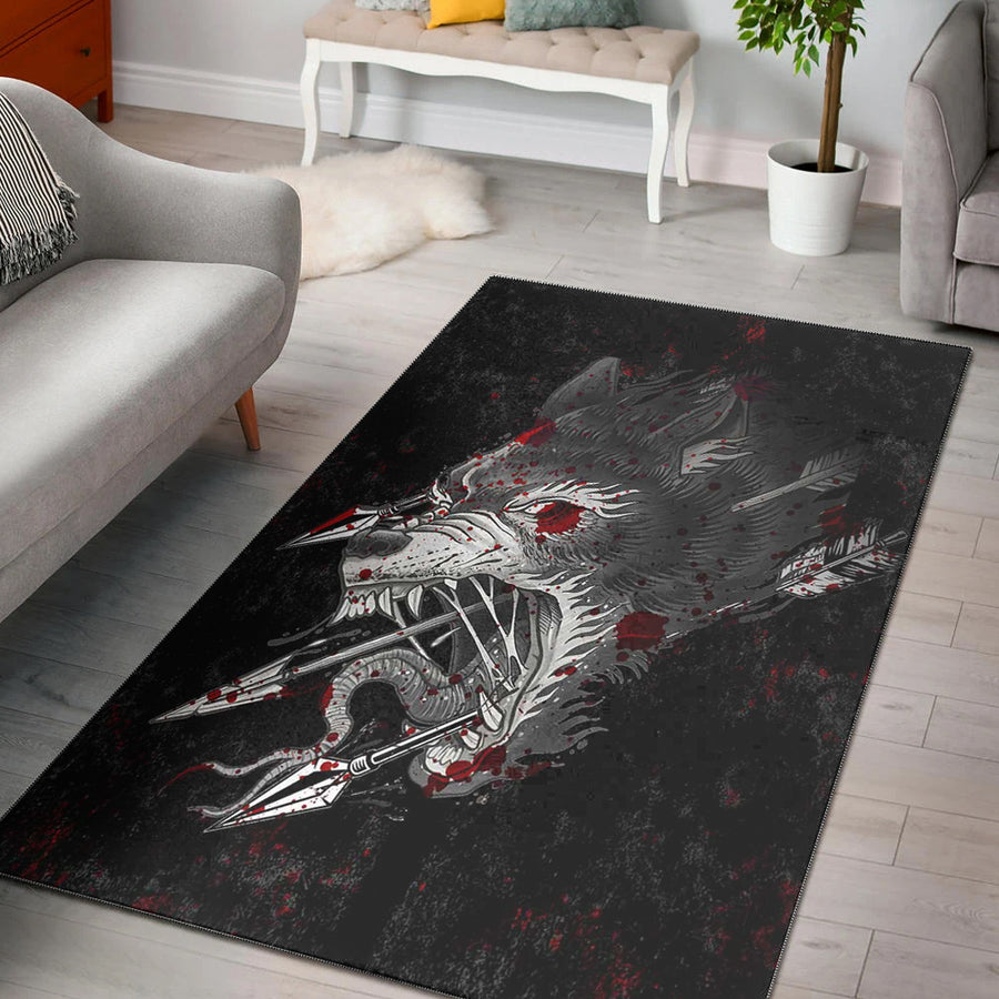 Tspinners Area Rug - Fenrir Wolf Arrow and Blood Area Rug A35