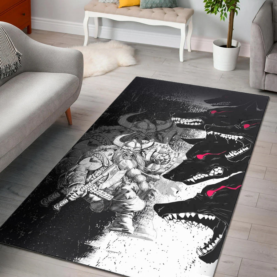 Tspinners Area Rug - Berserker and Wolf Red Eyes Home Set Area Rug A35