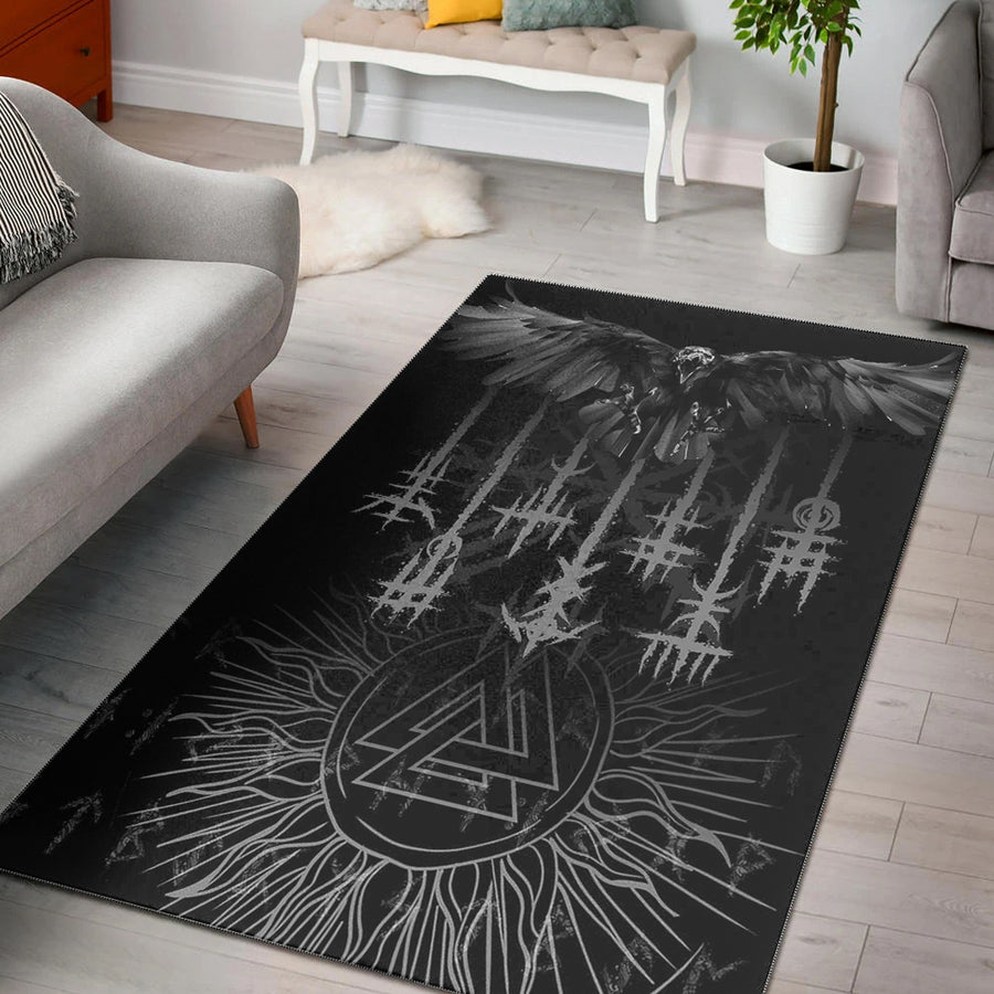 Tspinners Area Rug - Raven and Valknut Area Rug A94