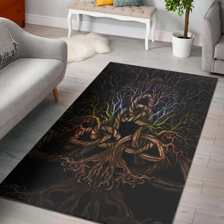 Tspinners Area Rug - Colorful Tree of Life With Triquetra Area Rug A7