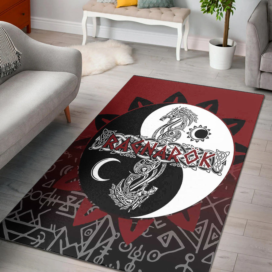 Tspinners Area Rug - Ragnarok Skoll and Hati Style Bagua Area Rug A35