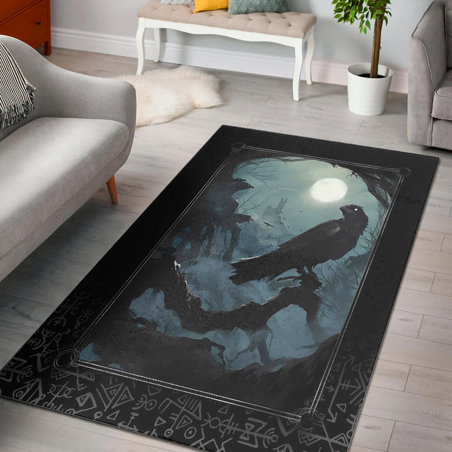 Tspinners Area Rug - Raven and Viking Gothic Style Area Rug A35