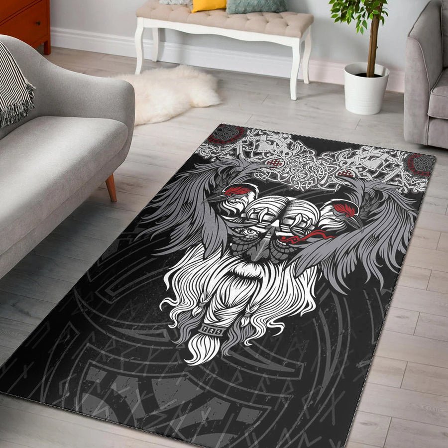 Tspinners Area Rug - God Odin and His Raven Area Rug A94