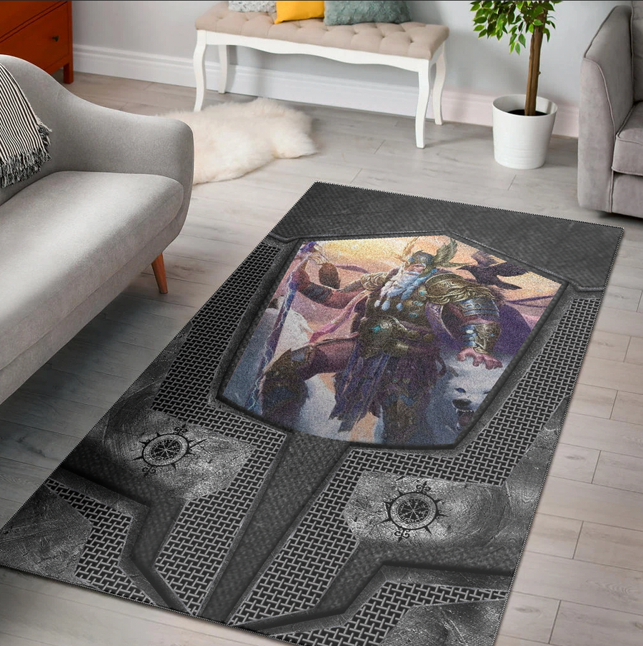 Tspinners Area Rug - Armor 3D Style Viking Odin A31