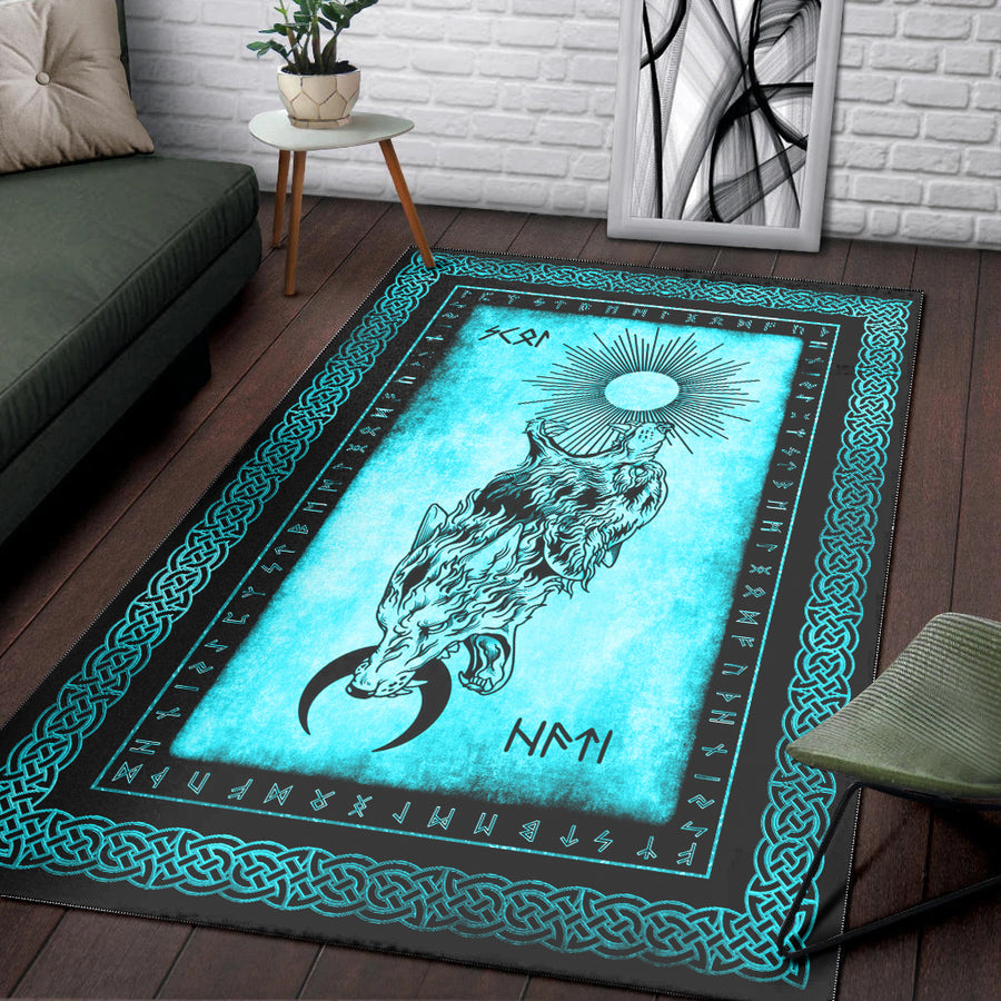 Tspinners Area Rug - Skoll and Hati Angry Cyan Area Rug A35