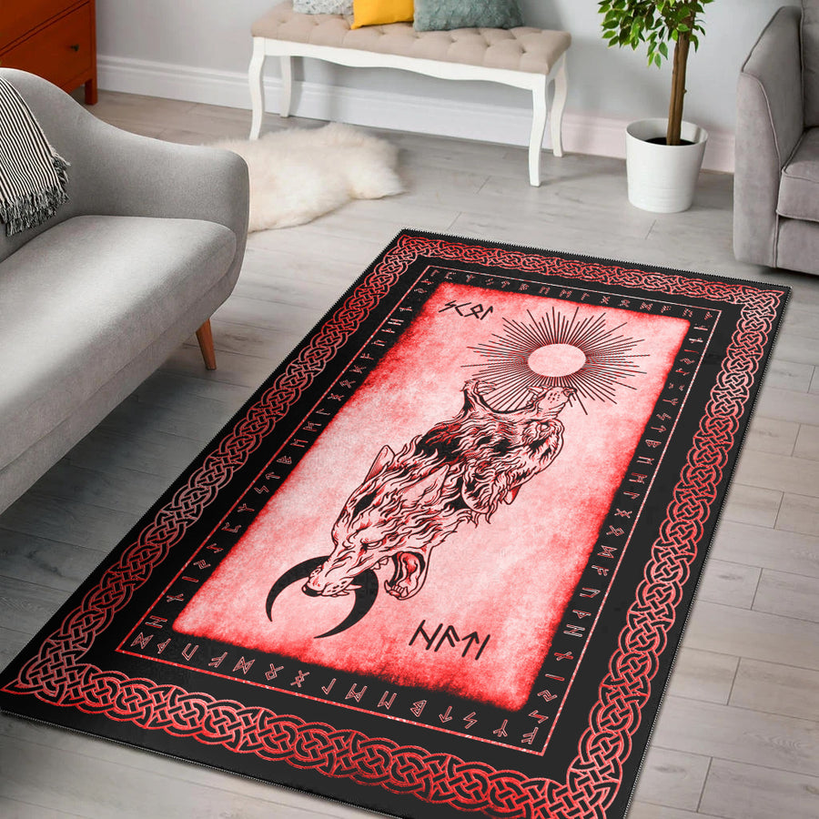 Tspinners Area Rug - Skoll and Hati Angry Red Area Rug A35