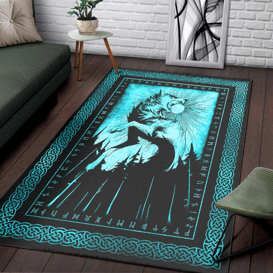 Tspinners Area Rug - Skoll and Sun Cyan Area Rug A35