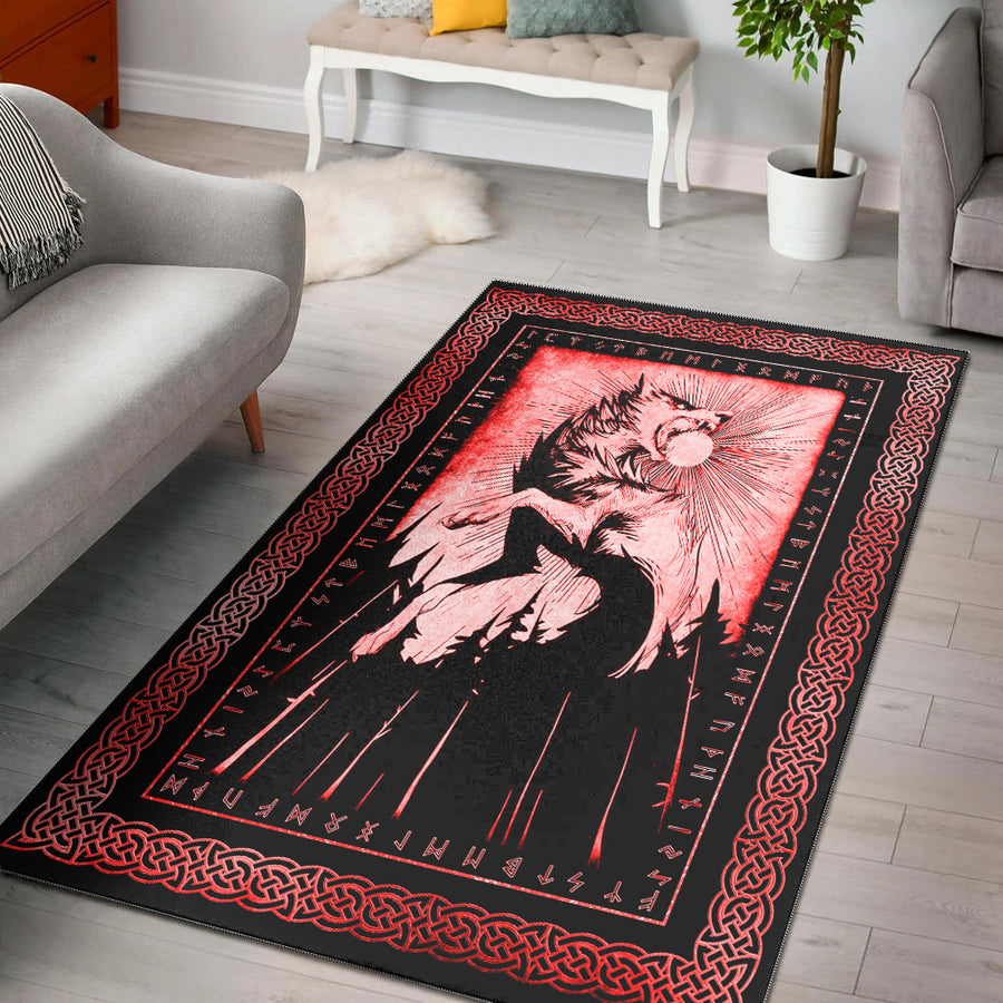 Tspinners Area Rug - Skoll and Sun Red Area Rug A35