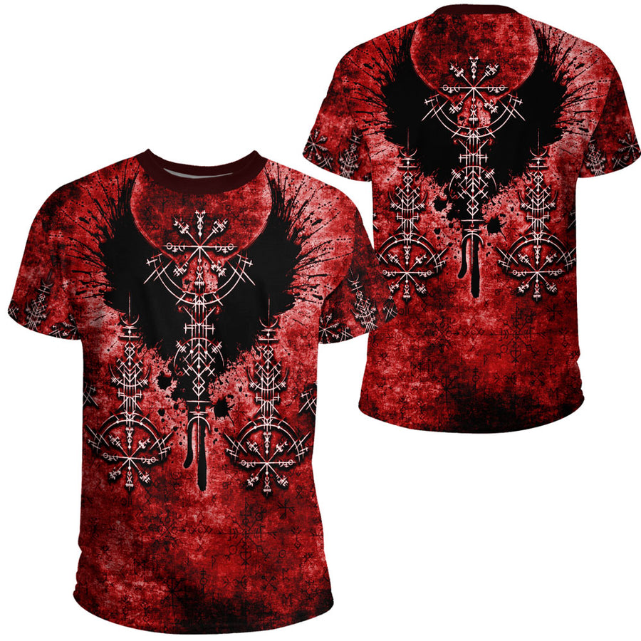 Tspinners Clothing -Bird Wing Viking Symbol Red T-Shirt A95