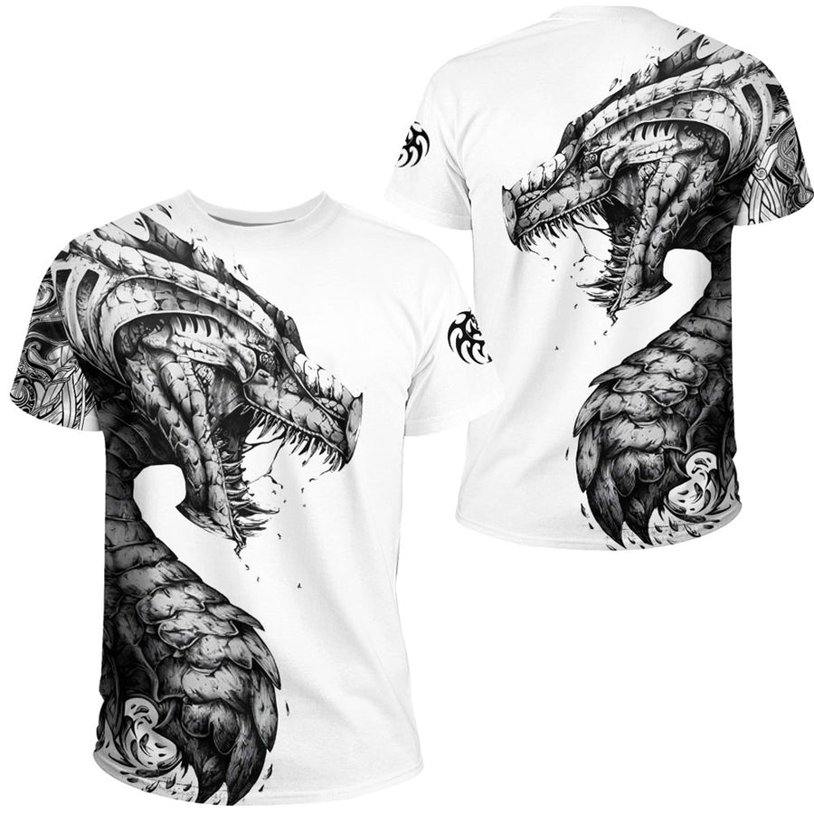 Tspinners Clothing - Viking Thor - Dragon White Celtic T-Shirt A35