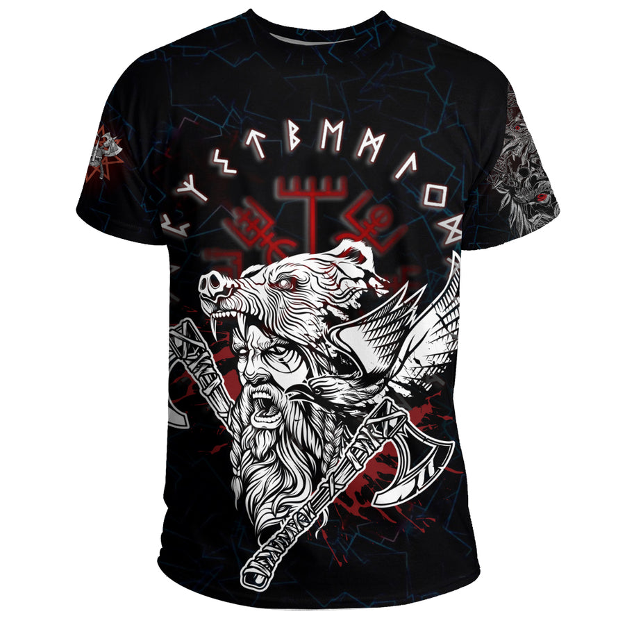 Tspinners - Warrior Double Axes Vegvisir Rune T-Shirt A35