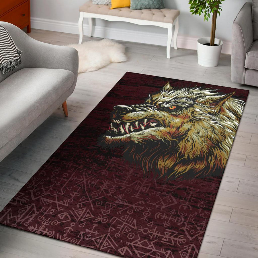 Tspinners Area Rug - Fenrir On The Blood Moon Background A27