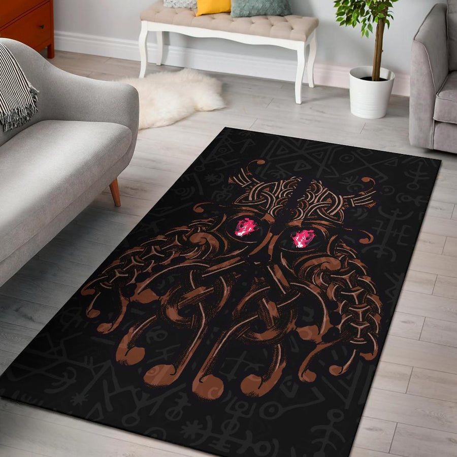 Tspinners Area Rug, Odin God Furthark Tattoo Special A31