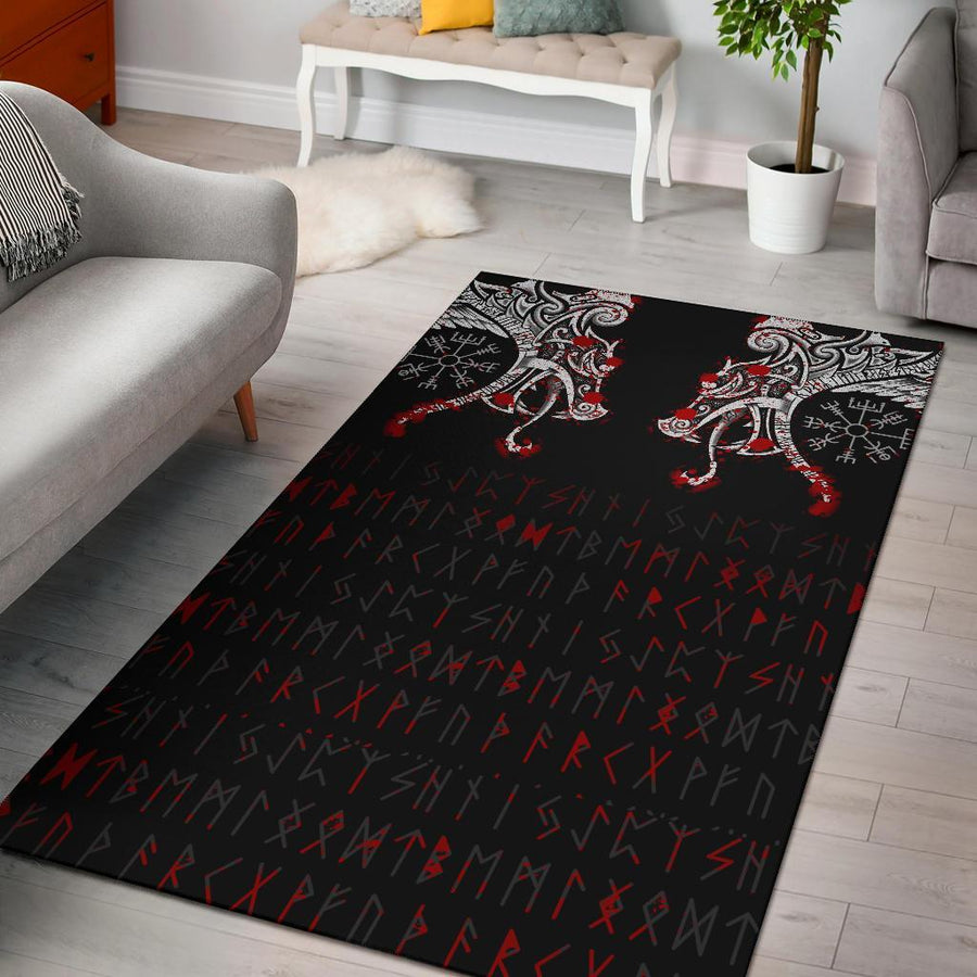 Tspinners Area Rug - Double Dragon Tattoo And Vegvisir Blood A27