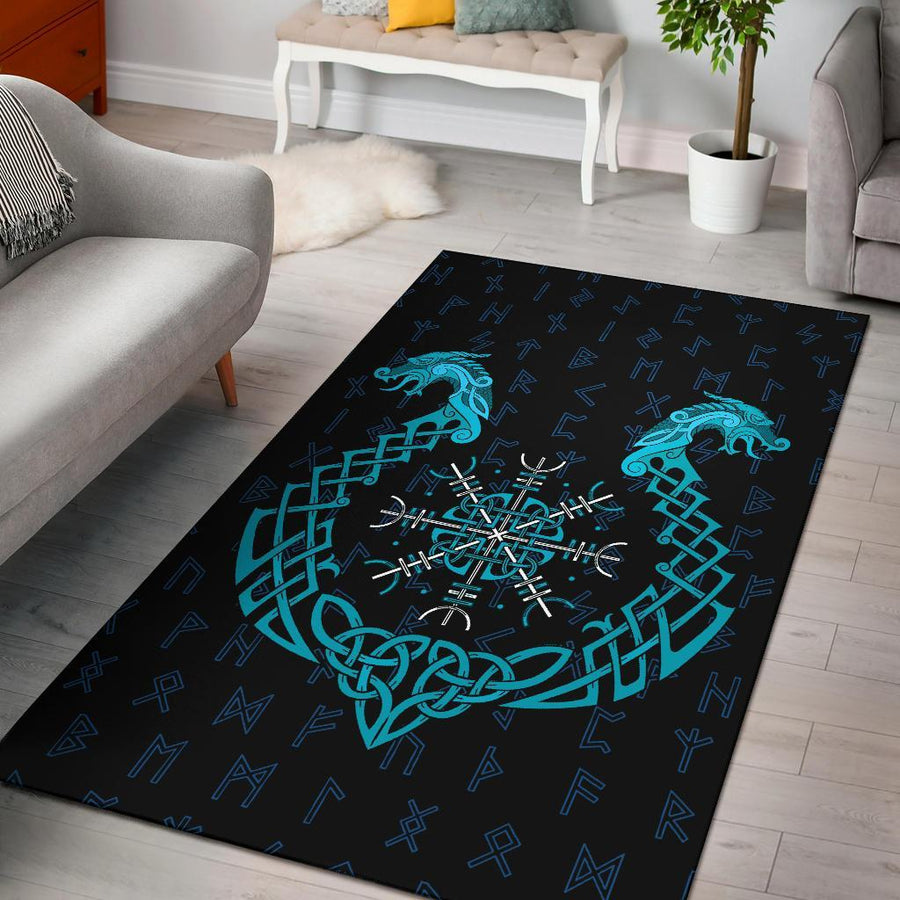 Tspinners Area Rug, Aegishjalmur Helm Of Awe Blue Edition A27